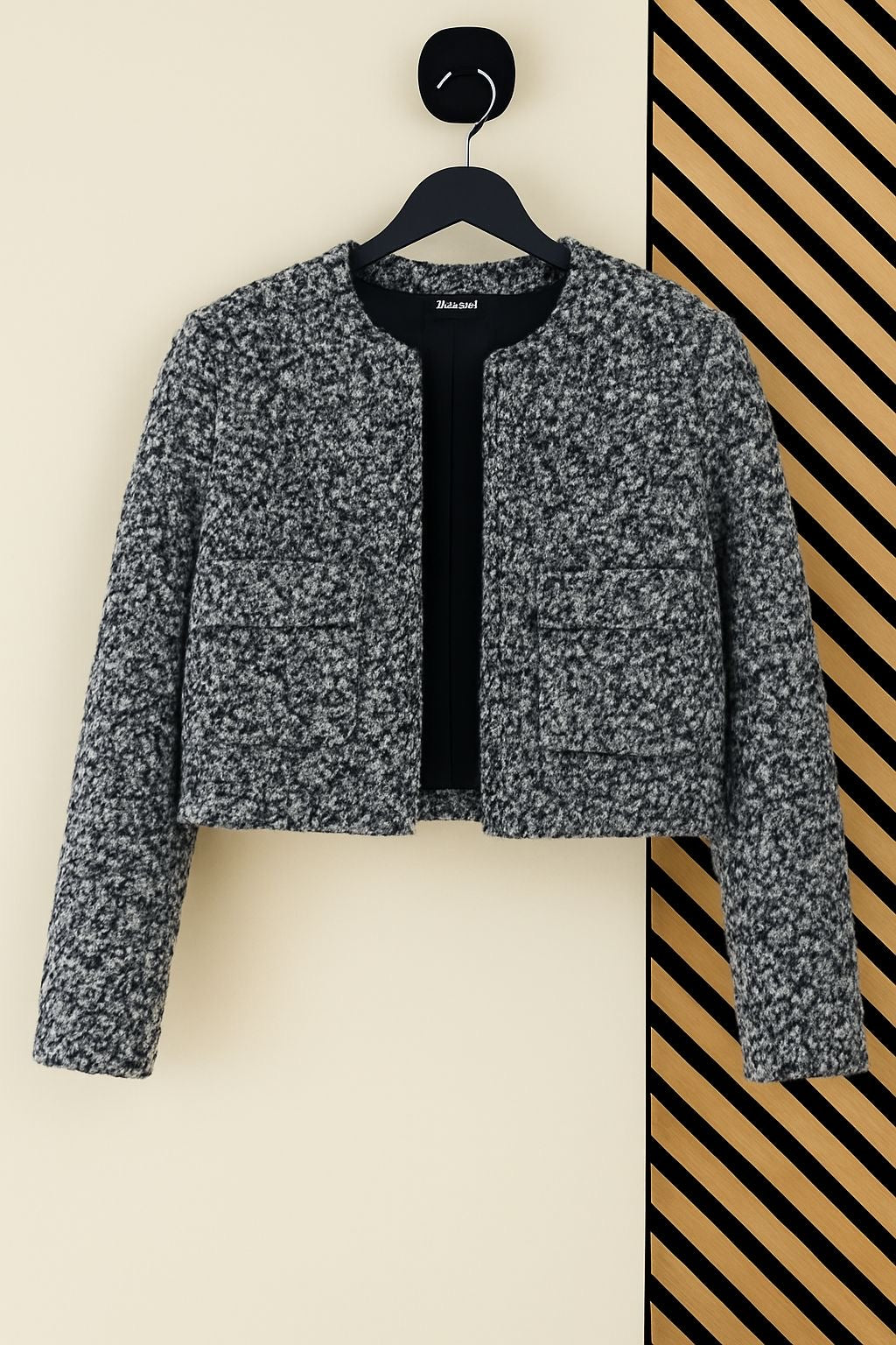 Cropped Teddy Jacket – Gemêleerd Grijs