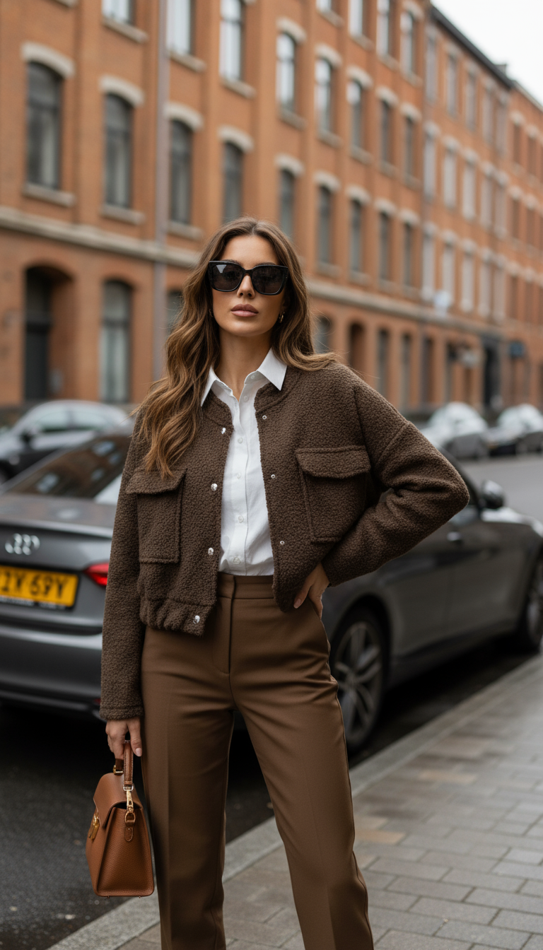 Cropped Teddy Jacket – Chocoladebruin