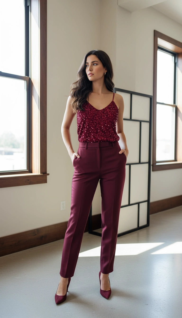 Glam Sequin Top – Red