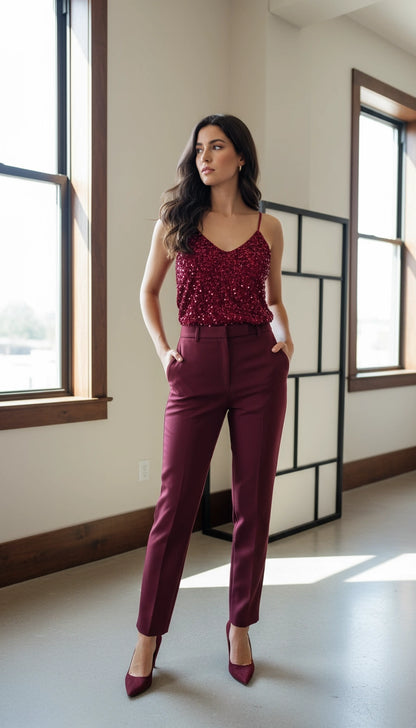 Glam Sequin Top – Red