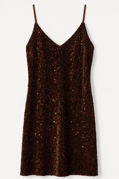 Glam Sequin Dress – Brown
