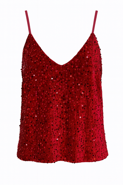 Glam Sequin Top – Red