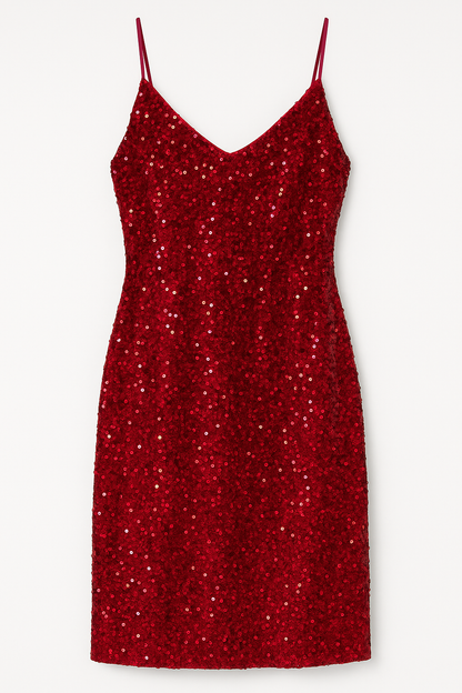 Glam Sequin Dress – Red