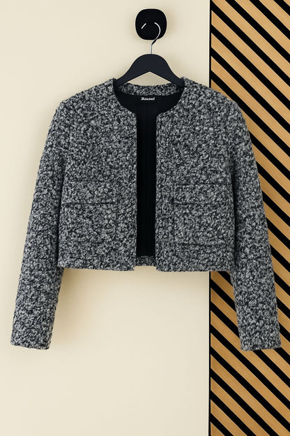 Cropped Teddy Jacket – Gemêleerd Grijs