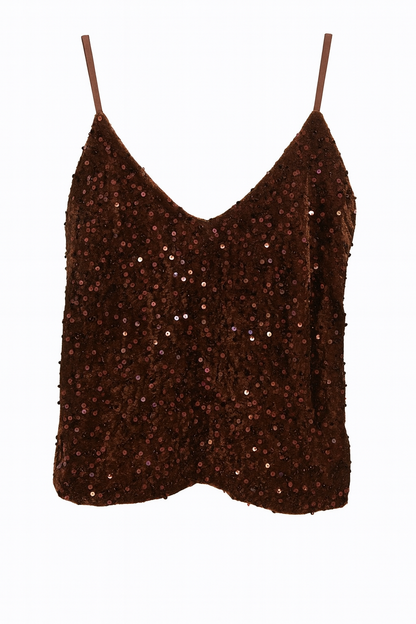 Glam Sequin Top – Brown
