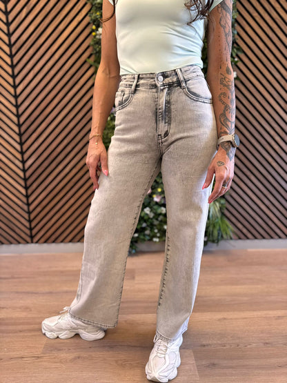 Grey Wide Leg Jeans