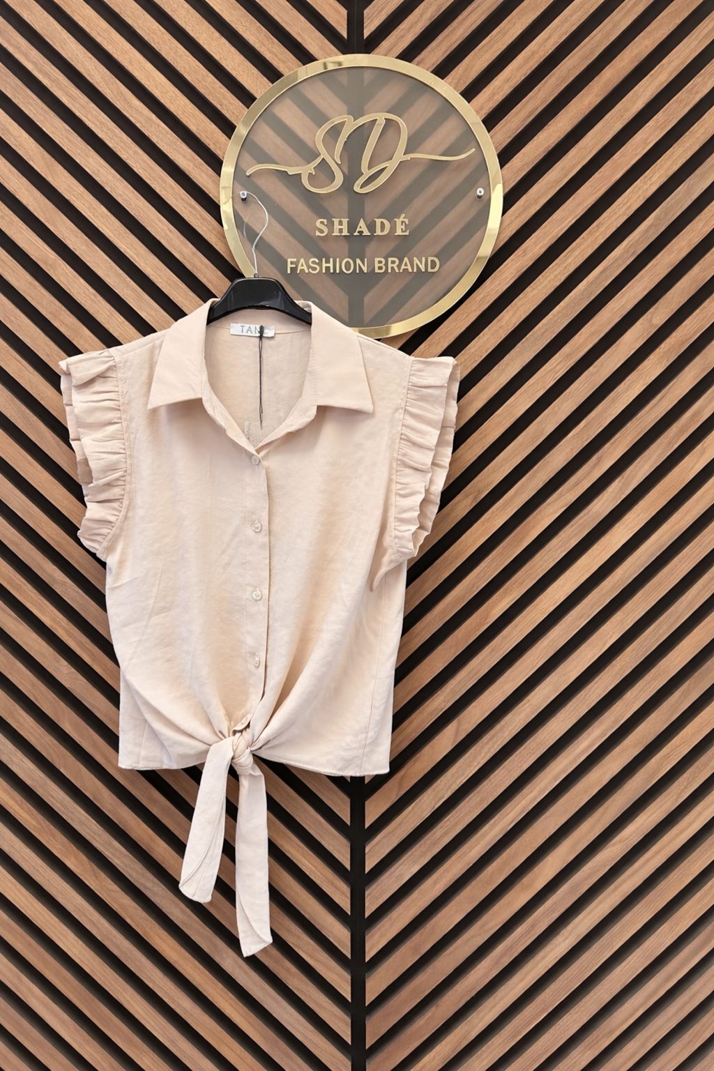 Mouwloze Blouse Beige