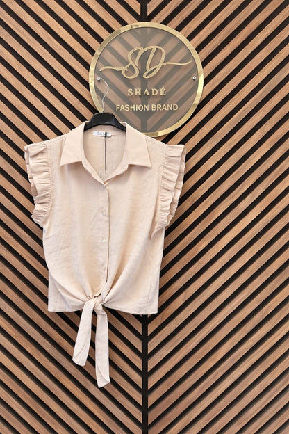 Mouwloze Blouse Beige